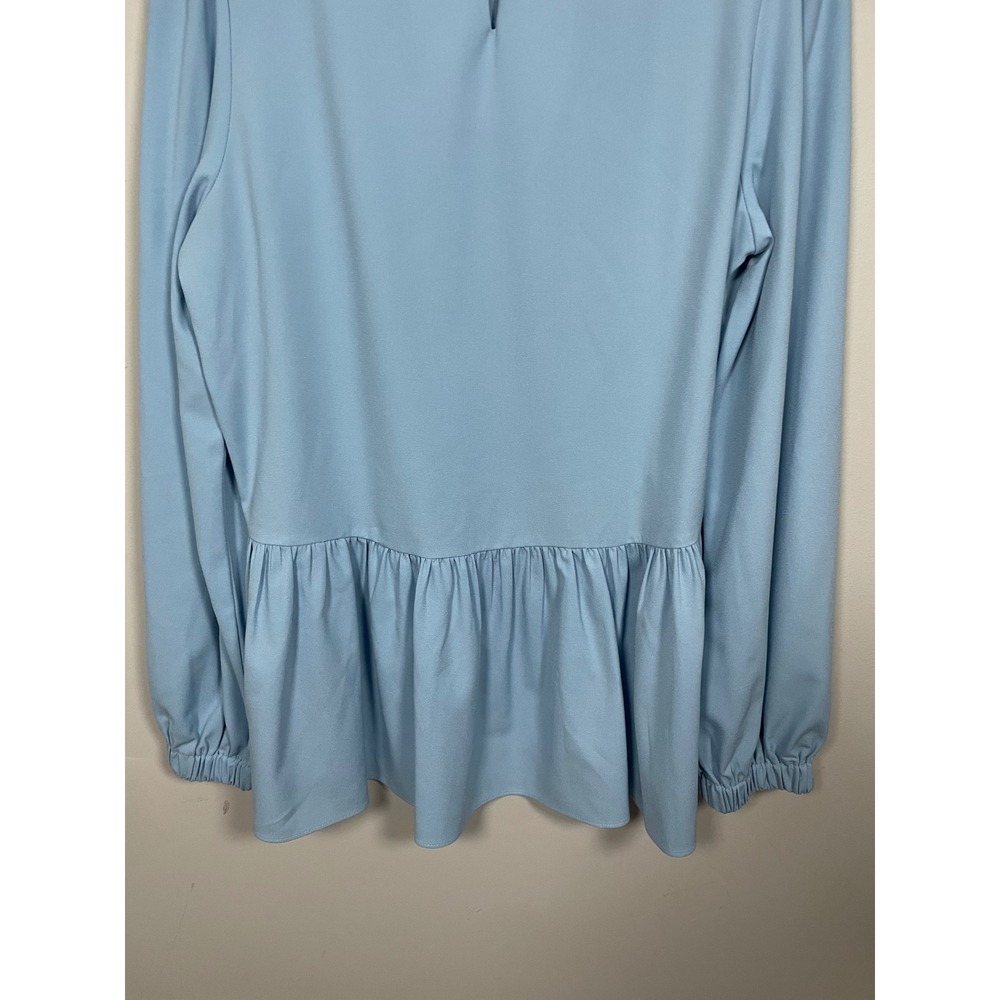 Tuckernuck Sky Blue Peplum Long-Sleeve Blouse - Picture 7 of 9